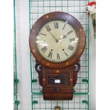 A 19th Century American inlaid rosewood drop dial wall clock