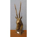 An Art Deco style cast metal antelope bust