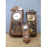 Three assorted wall clocks, a/f