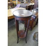 An Edward VII inlaid mahogany jardiniere stand