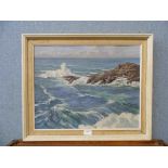 Walter Lambert Bell (1904-1983), coastal landscape, oil on board, framed