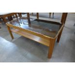 A Myer teak and glass topped rectangular coffee table