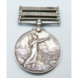 A Queens South Africa medal, two clasps, Transvaal and Relief of Ladysmith, Lieut. R.H. Alcock