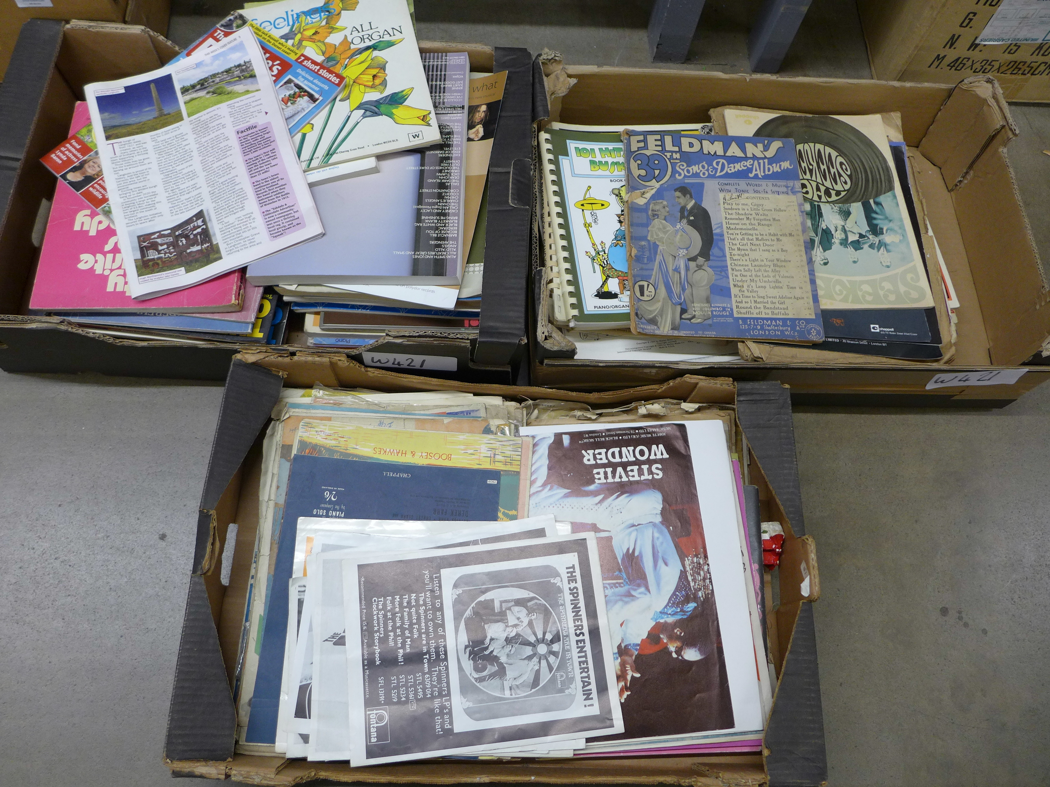 Three boxes of sheet music and music books **PLEASE NOTE THIS LOT IS NOT ELIGIBLE FOR POSTING AND