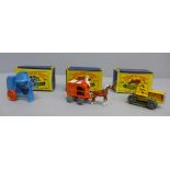 Three Matchbox Moko Lesney Series die-cast models; no.3 Cement Mixer in blue and orange, no.8