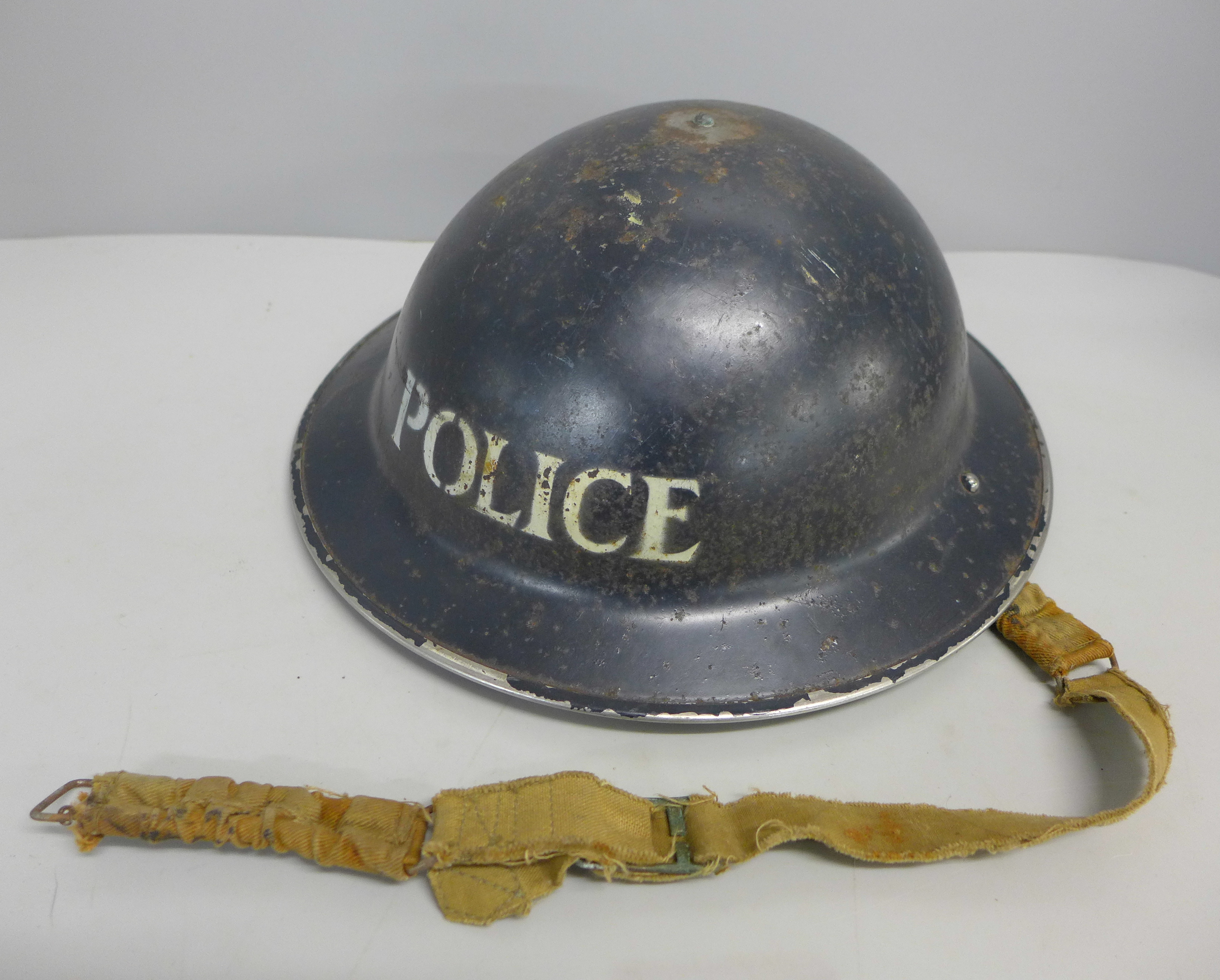 A WWII police helmet