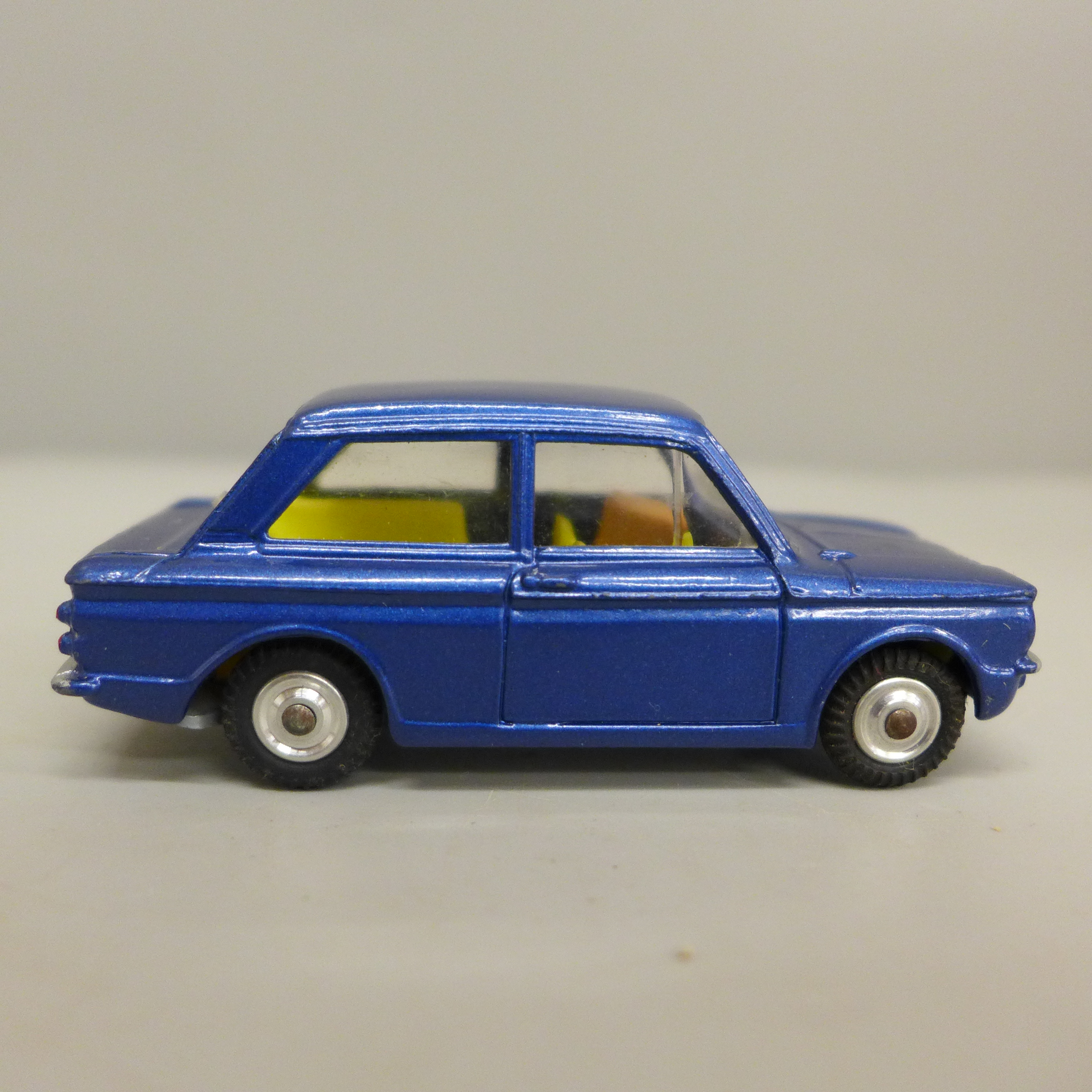 A Corgi Toys no.251 Hillman Imp, blue body with yellow interior, in original box with operating - Image 2 of 3