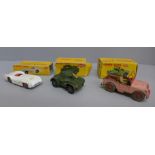 A Dinky Toys 340 Land Rover (re-painted), 670 Dinky Armoured Car (in associated box), Dinky 237
