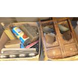 Vintage kitchenware, including a set of scales, an inlaid table stand etc. **PLEASE NOTE THIS LOT IS