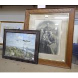 A Victorian photographic family portrait print and a Spitfire print