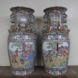 A pair of Chinese famille verte porcelain vases