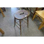 A Victorian elm and beech kitchen stool