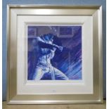 A signed Rolf Harris limited edition print, Blue Elvis, no. 115/225, framed