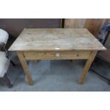 A Victorian style pine single drawer kitchen table