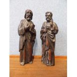 A pair of 19th Century Flemish carved oak figures of St. Paul and St. Peter