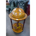 A terrestrial globe cocktail cabinet/trolley