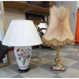 A Regency style copper and brass table lamp and one other
