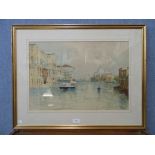 Italian School, Grand Canal, Venice, watercolour, initialled D.M.O. and dated 1910, framed