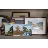 Assorted oil paintings and prints (8)