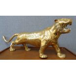 A large brass figure of a tiger