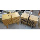 Two beech metamorphic sewing boxes