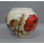 A Moorcroft Harvest Poppy vase designed by Emma Bossons, 10.5cm