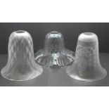 Two Art Nouveau frosted glass shades and one crystal quilted shade (3)