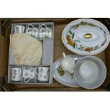 Wedgwood Wild Strawberry coffee cans and saucers, boxed, milk jug and Royal Worcester Evesham