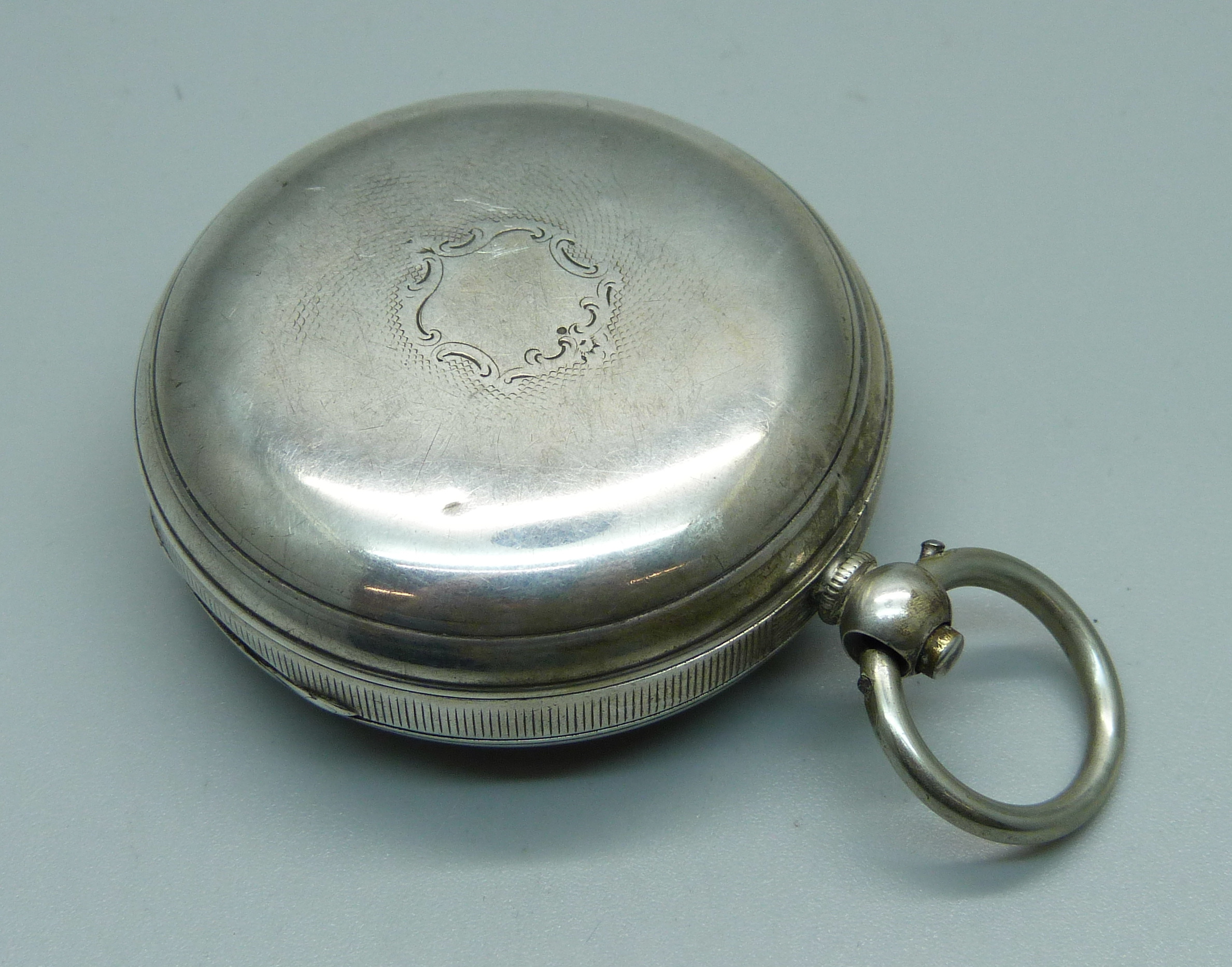 A silver pocket watch with verge fusee movement - Image 2 of 4