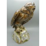 A Dresden figure of a long-eared owl, 26cm, a/f