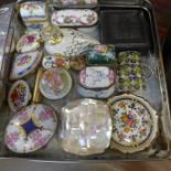 Compacts including Limoges, a Swarovski duck, a Judith Hieber for Norman Marcus pill/trinket box and