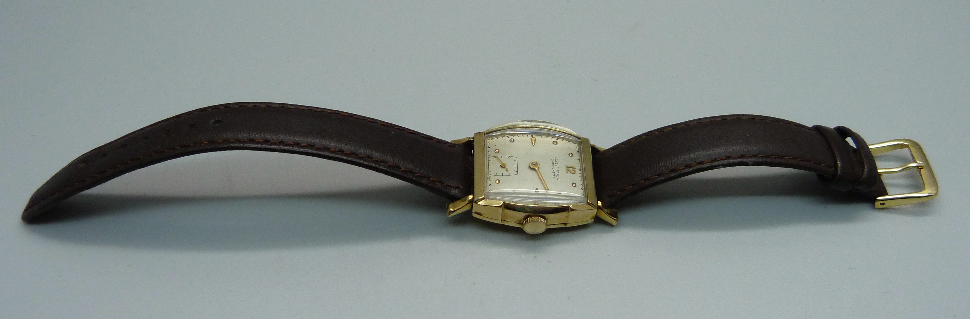 A 10kt gold filled Ulysse Nardin Chronometer wristwatch, lacking minute hand, 24mm case - Image 6 of 6
