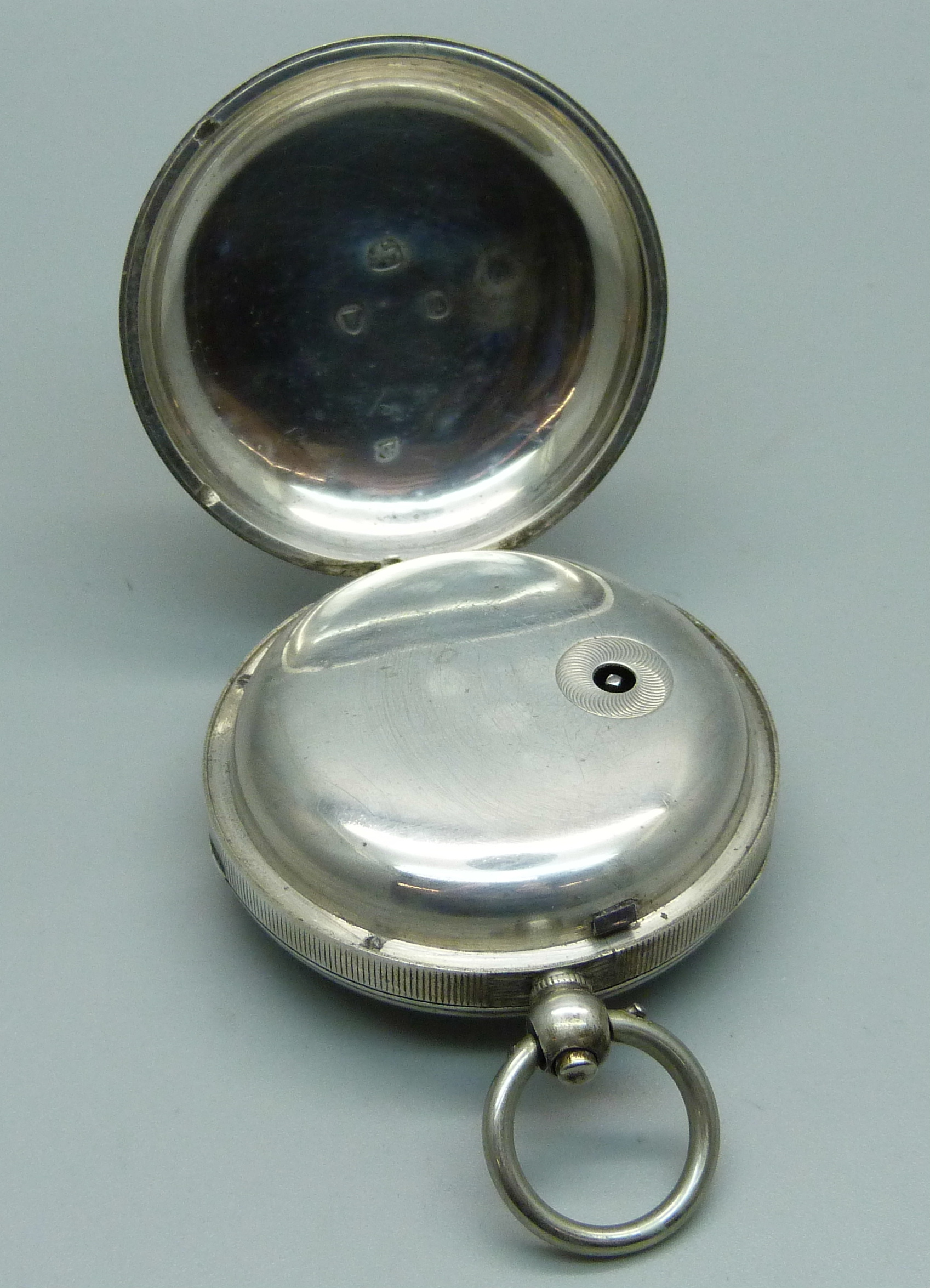 A silver pocket watch with verge fusee movement - Image 3 of 4