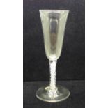 An ale glass, circa 1770, conical bowl over double series opaque twist over wide plain foot, 19cm