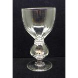 A Stevens & Williams novelty goblet with lampwork dogs in a large knop, designed by William