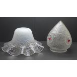 Two crackle glass lampshades