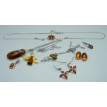 Silver and amber jewellery