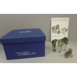 A Swarovski Endangered Wildlife crystal gorilla and infant, boxed