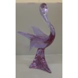 A large bird designed by Licio Zanetti (signed to base) Dichroic glass - changes colour in