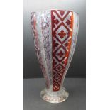 A continental red and etched glass vase, 20cm, a/f