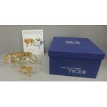 A Swarovski Endangered Wildlife crystal tiger and tiger cub, boxed