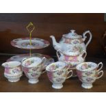 A Royal Albert Lady Carlyle six setting tea service, six cups, saucers, side plates, teapot, sugar