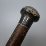 A silver topped walking cane