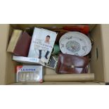 A collection of items including a Lurpak toast rack, books, collector's plates, etc. **PLEASE NOTE