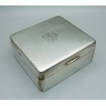 A silver cigarette box, Birmingham 1911, 86mm wide