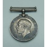 A WWI medal to 63938 Pte. A. E. Lymberry, North'D Fusiliers