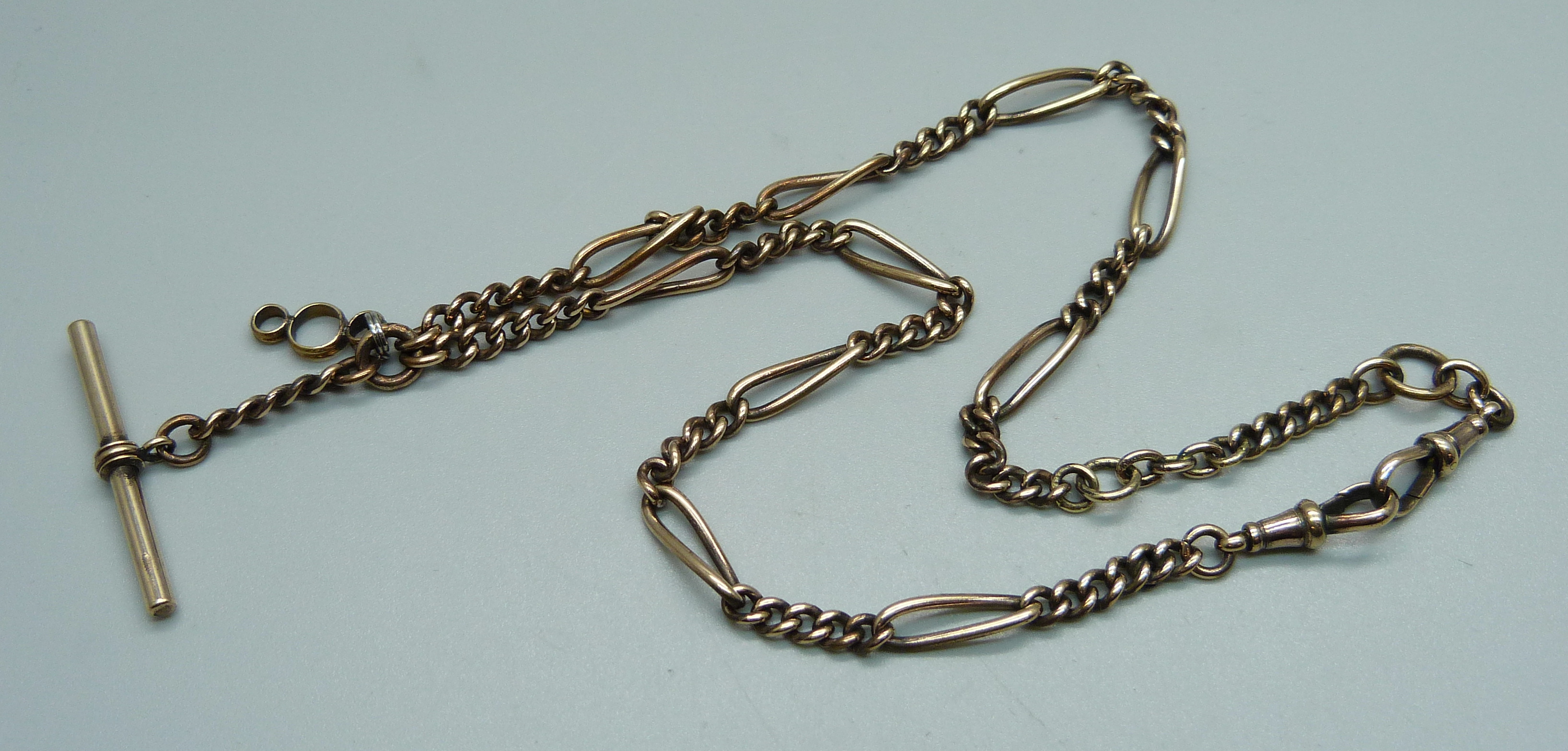 A plated double Albert watch chain