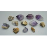 A small collection of Blue John mineral samples and amethysts, (mined from High Peaks and Cheddar