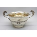A silver and two handled bowl, inscribed '22nd July 1912', 190g