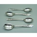 A set of four silver spoons, Birmingham 1894, 59g